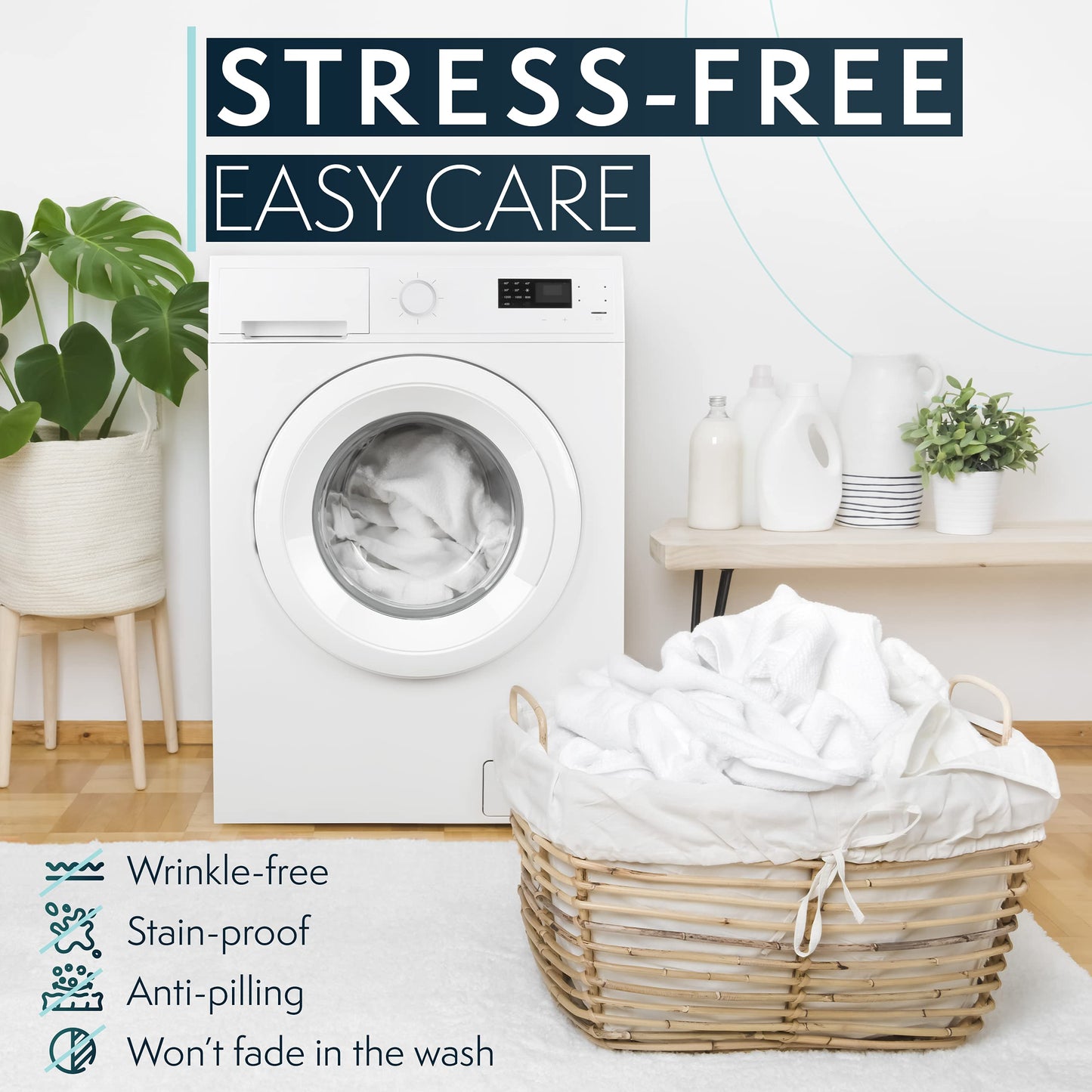 HC Collection Bed Sheets Set, HOTEL LUXURY Platinum Collection 1800 Series Bedding Set, Deep Pockets, Wrinkle & Fade Resistant, Hypoallergenic Sheet & Pillow Case Set (Queen, White)