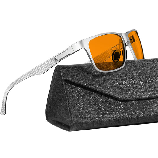 ANYLUV Blue Light Blocking Glasses Men Computer Gaming Glasses Lightweight Al-Mg Metal Anti Eyestrain Eye Protection