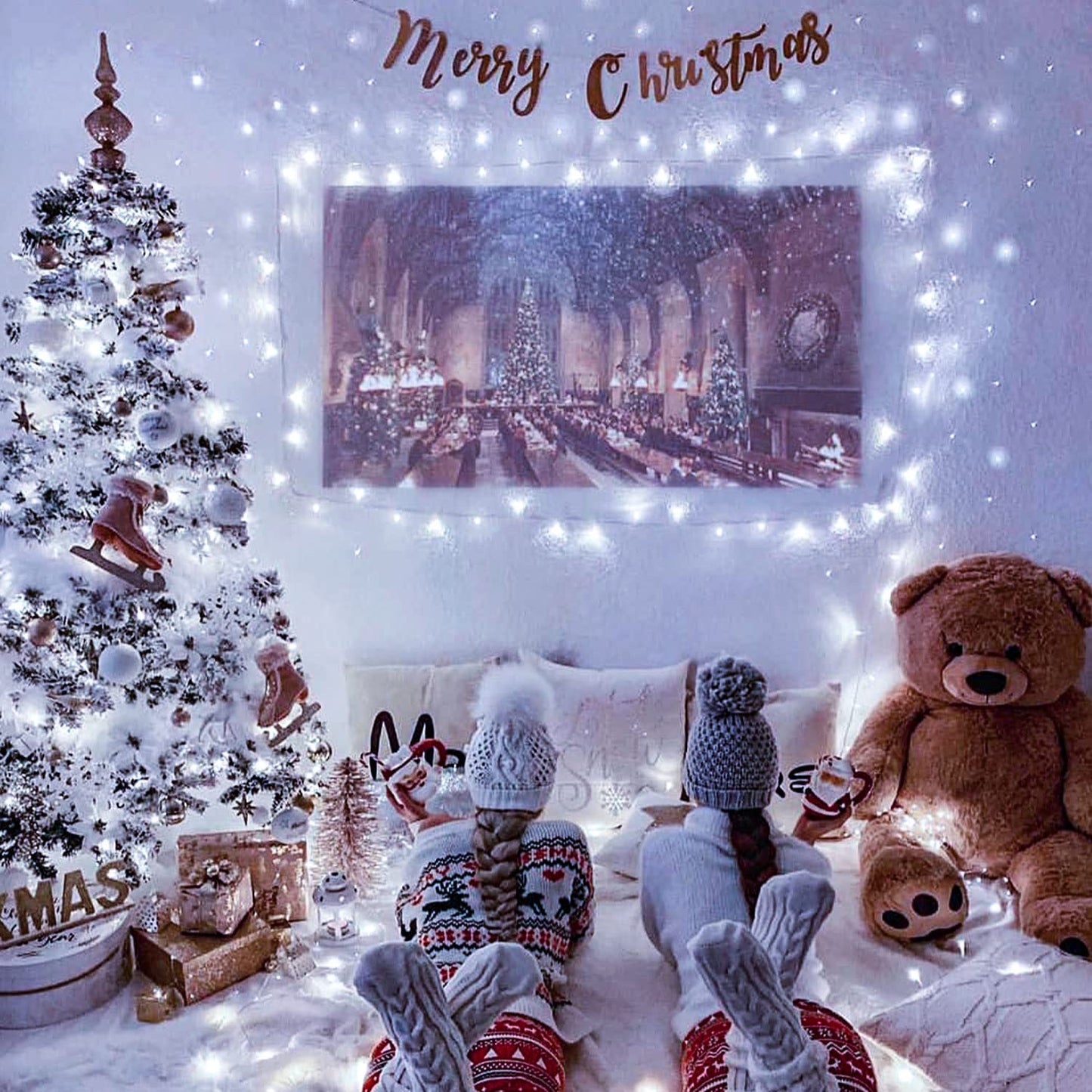 JMEXSUSS 66ft 200 LED White Christmas Lights Indoor Bedroom, Connectable White String Lights Outdoor Clear Wire, 8 Modes Twinkle String Lights Plug in for Room Tree Wedding Christmas Decoration