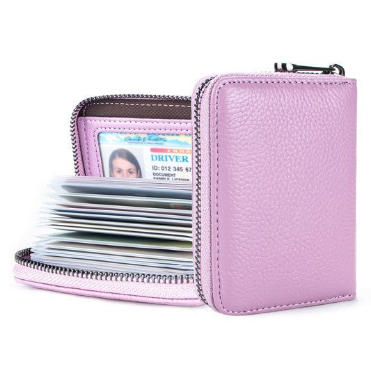 Aiyo Fashion Genuine Leather Credit Card Holder Wallet RFID Blocking Secure Card Case ID Case Organizer Zipper Wallet