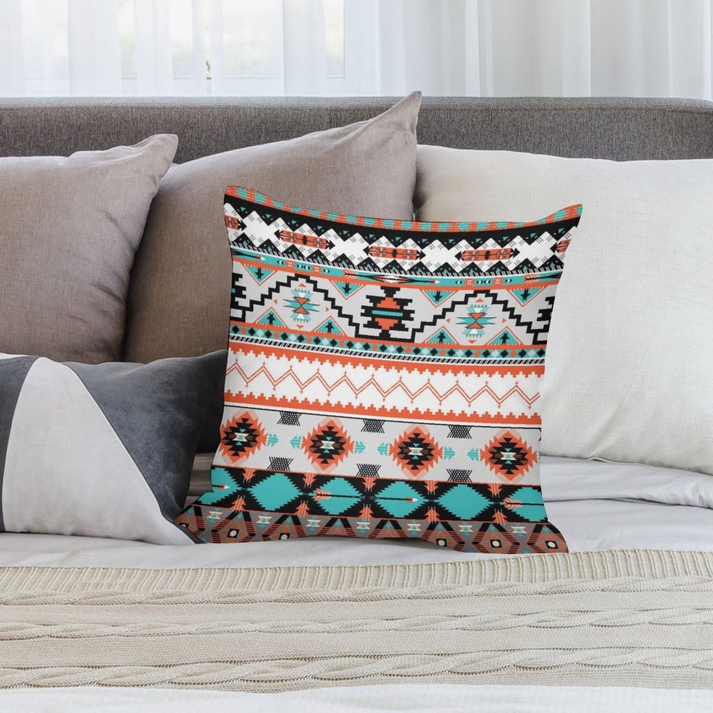 Yoakiet Aztec Pillow Covers,Boho Colourful Vintage Traditional Abstract Geometric Aztec Texture Pillow Covers with Hidden Zipper Set of 2 for Bedroom Living Room Sofa Cushion16 x16