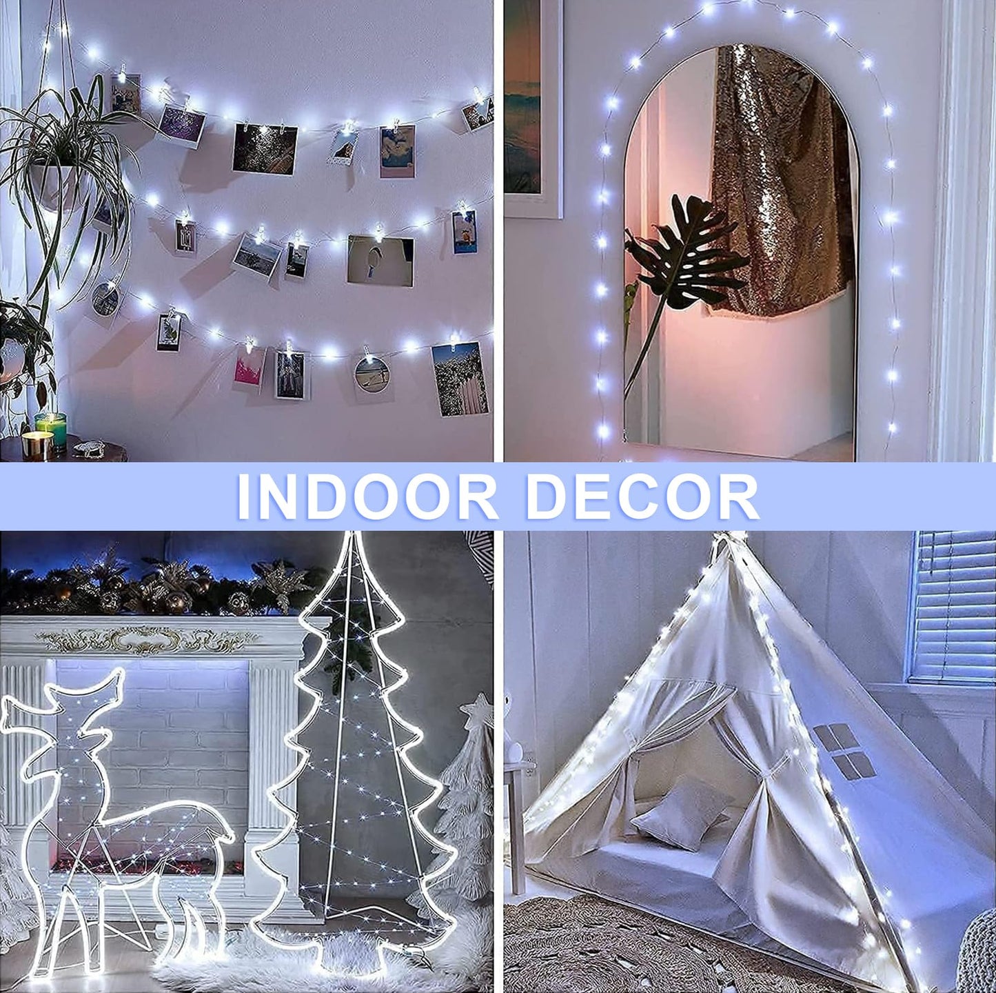 JMEXSUSS 2 Pack White Fairy Lights Battery Operated, Total 200 LED 66ft Twinkle Lights with Remote, 8 Mode White String Lights for Bedroom Ceiling Centerpiece Tree Indoor Outdoor Decor