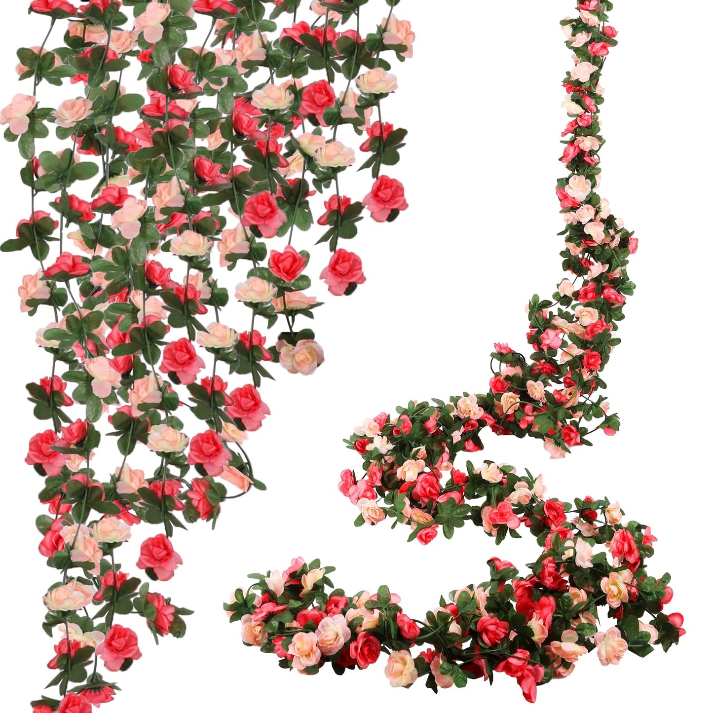 10 Pcs 82FT Flower Garland, Artificial Rose Garland Flowers Plants Fake Flower Hanging Rose Ivy, Birthday Party Valentine's Day Wedding Wall Arch Decor