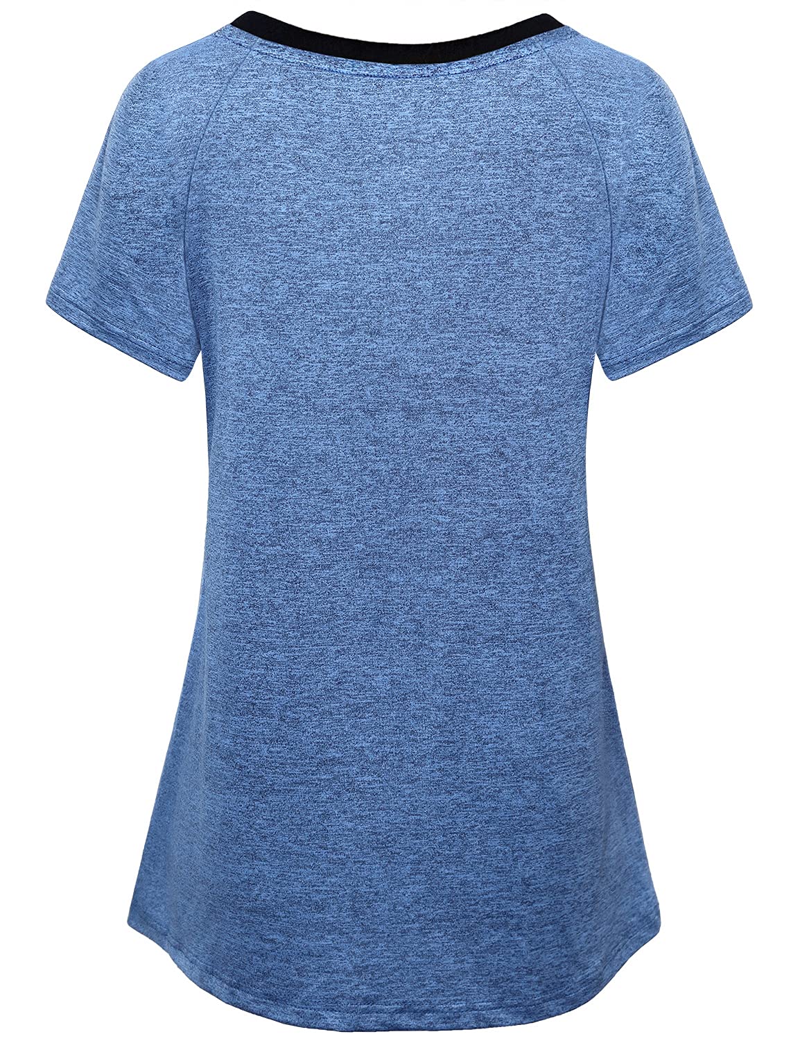 MISS FORTUNE V Neck Workout Top Short for Women Activewear Sleeve Running Hiking Shirt