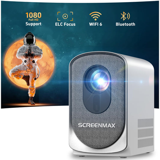 [Electric Focus] SCREENMAX C7 Mini Projector with WiFi and Bluetooth, 280 ANSI Lumens, 1080P Supported, Portable Movie Cinema for Outdoor & Indoor Use, 32''-150'' Display