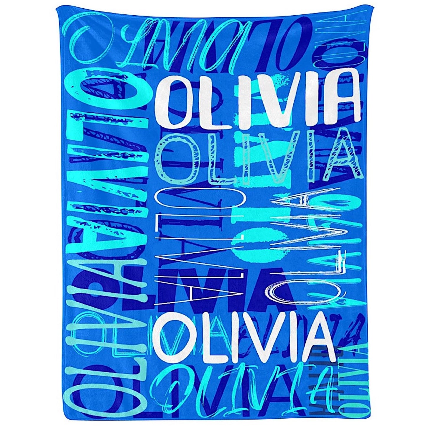 JOYXBUY Custom Blanket Personalized Throw Blanket Name Blankets Personalized Gifts for Women Men Kids Baby Boys Girls (Fluorescent Blue, 30” x 40”)