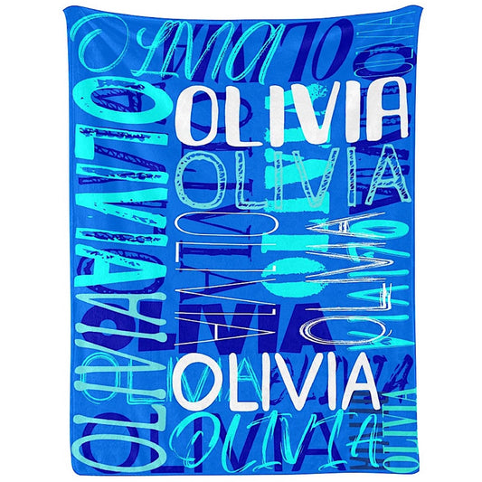 JOYXBUY Custom Blanket Personalized Throw Blanket Name Blankets Personalized Gifts for Women Men Kids Baby Boys Girls (Fluorescent Blue, 30” x 40”)