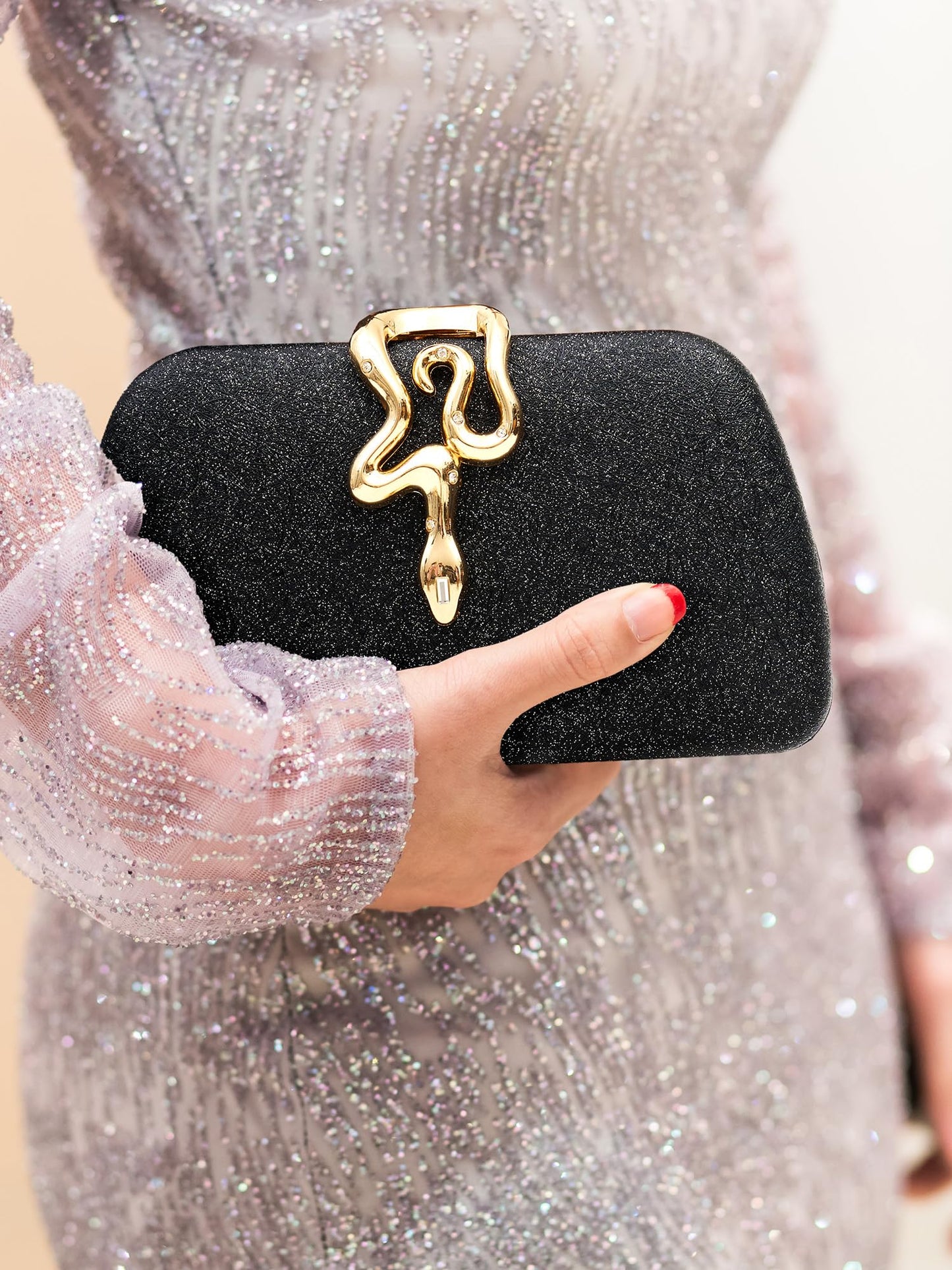 SWEETV Glitter Clutch Purses for Women Elegant Evening Bag for Parties, Weddings, and Formal Events