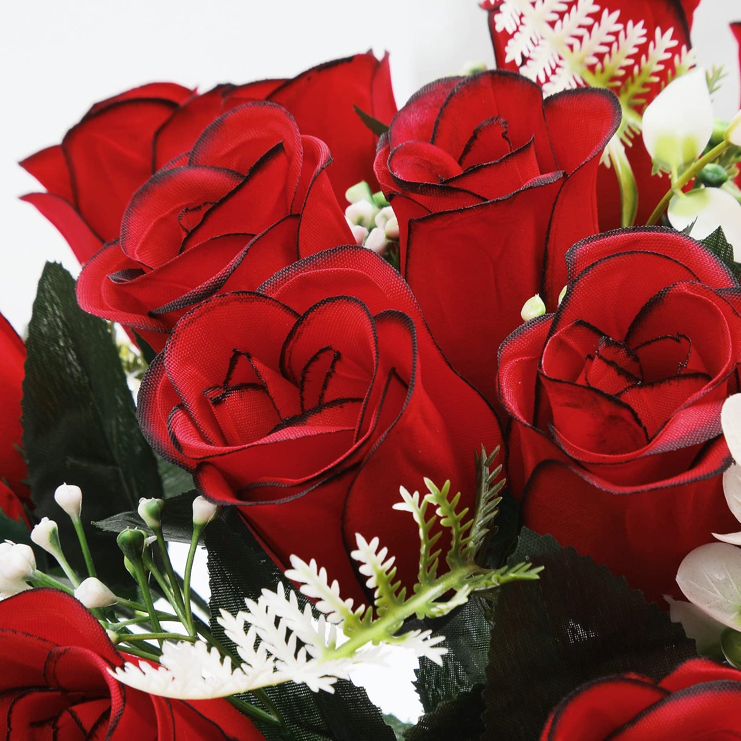 U'Artlines 2Pcs Artificial Cemetery Flowers for Grave Silk Memorial Red Rose Flowers Outdoor Grave Flowers for Grave Vase Cemetery Flower Arrangements (Not Included Vase)
