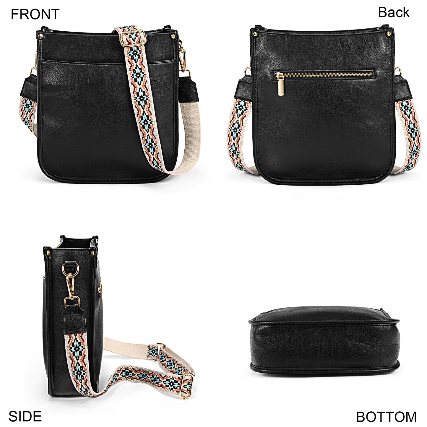 Uromee Crossbody Shoulder Bags for Women Trendy Vegan Leather Multi Pocket Shoulder Handbag Purse Adjustable Strap