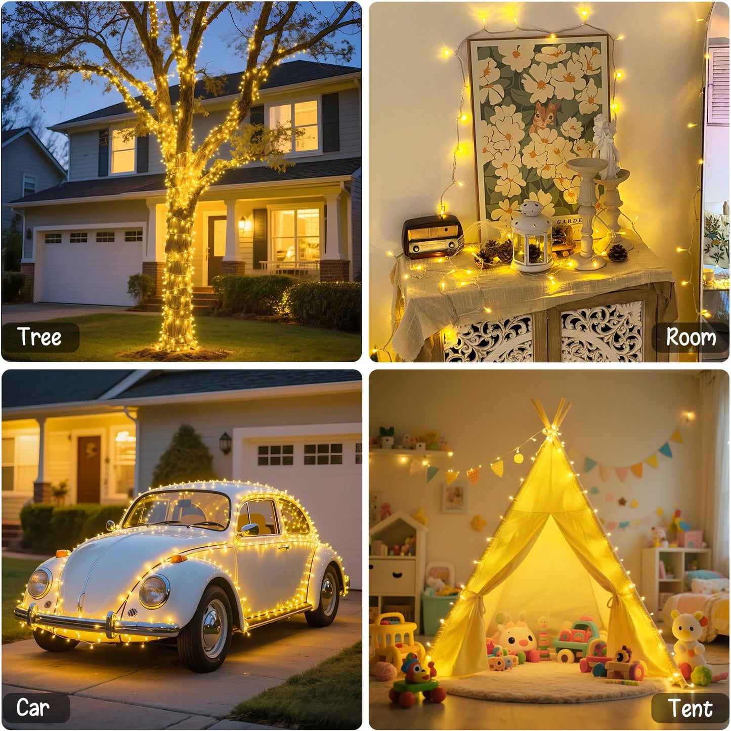 JMEXSUSS 2 Pack Battery Operated String Lights with Remote Outdoor Indoor, Total 66ft 200 LED Twinkle Fairy Lights Battery Operated for Classroom Bedroom Tree Party Wedding Christmas Decor(Warm White)