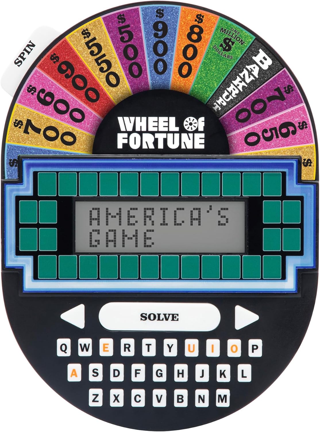 Educational Insights Wheel of Fortune Game - Handheld Electronic Game, Great for Travel, Classic Retro Party Games for Kids, Teens & Adults, Word Puzzle Challenge & Entertaining Gift for Ages 8+