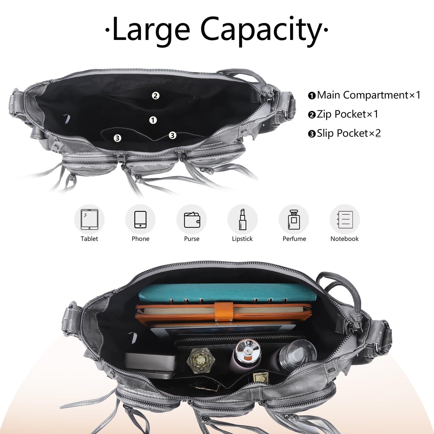 Angel Kiss Hobo Bags Purse for Women Y2K Shoulder Bag Multi Pockets Designer Satchel Studded Handbags with Strap