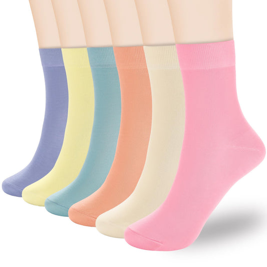 Corlap Women's Thin Cotton Ankle High Crew Socks - 6Pairs Bootie Casual Dress Socks-Gift Box