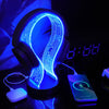 Lampeez Light Up Headphone Stand, Acrylic Desk Accessory Headset Holder with PCB Pattern and 16 Color LED Lights, 1 USB and 1 Type-C Charging Ports, for Gamers Music Lovers Boys Men