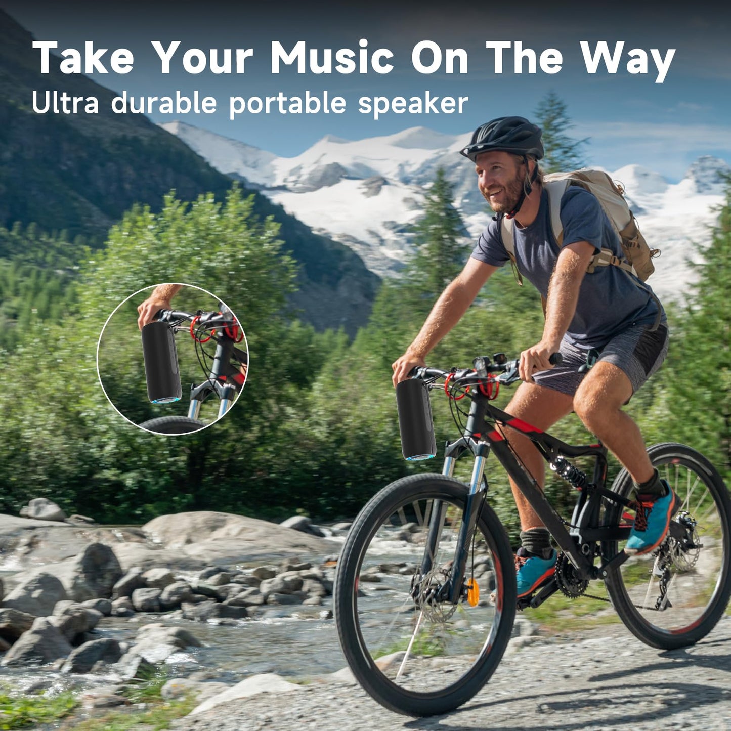 PEICHENG Bluetooth Speaker, Portable Wireless Clear Loud Stereo Sound IPX5 Waterproof with RGB Lights BT5.3 Long Playtime TWS Pairing,for Home Party Outdoor Beach,Great Gift Choice (Black)