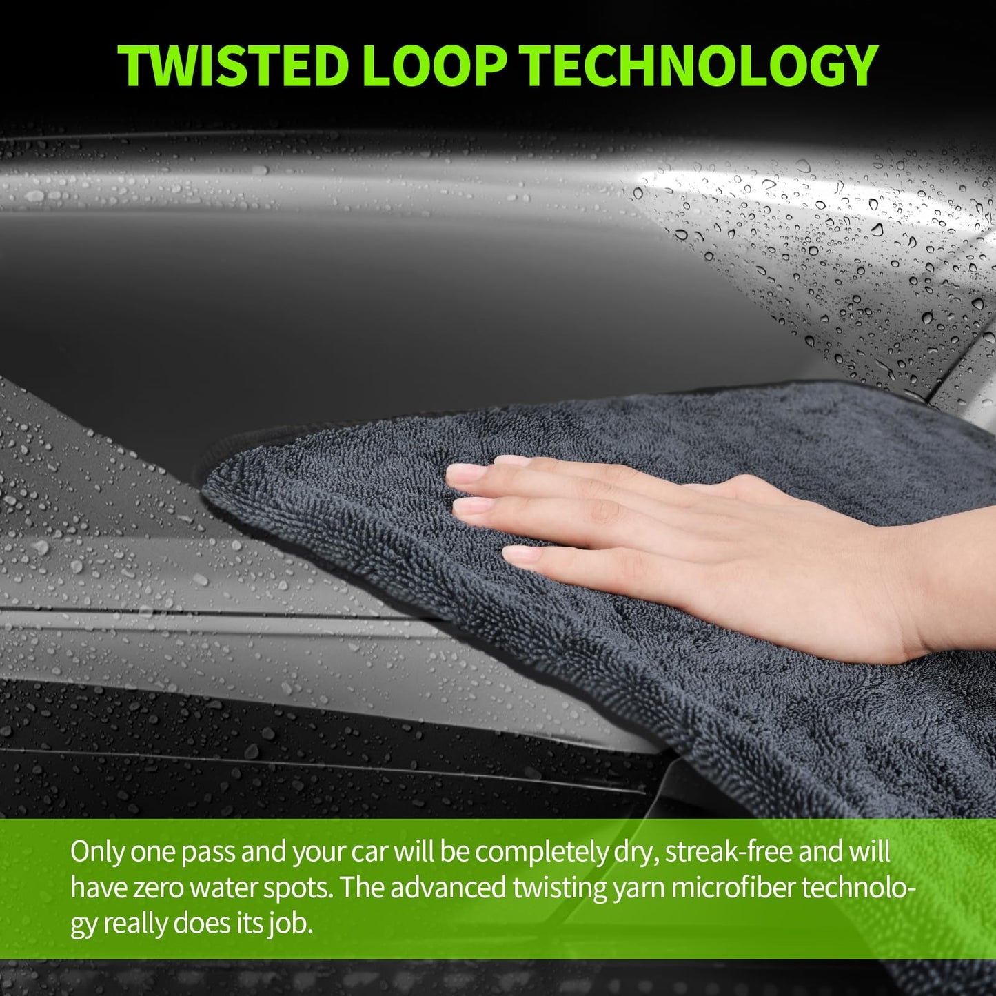 Wontolf 3-Pack Car Drying Towel with Storage Bag, Drying Towels Car Detailing, Ultra Absorbent Microfiber Towels for Cars and Trucks (2 * 35" x 24", 1 * 11.8''x11.8''), Streak Free, No Water Spots