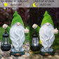 ANYUETE Flocked Garden Outdoor Gnome Statues Decor with Solar Lights, Large Funny Gnome Garden Figurines for Outside Patio Yard Lawn House Farmhouse Sculptures Decorations Gifts, White