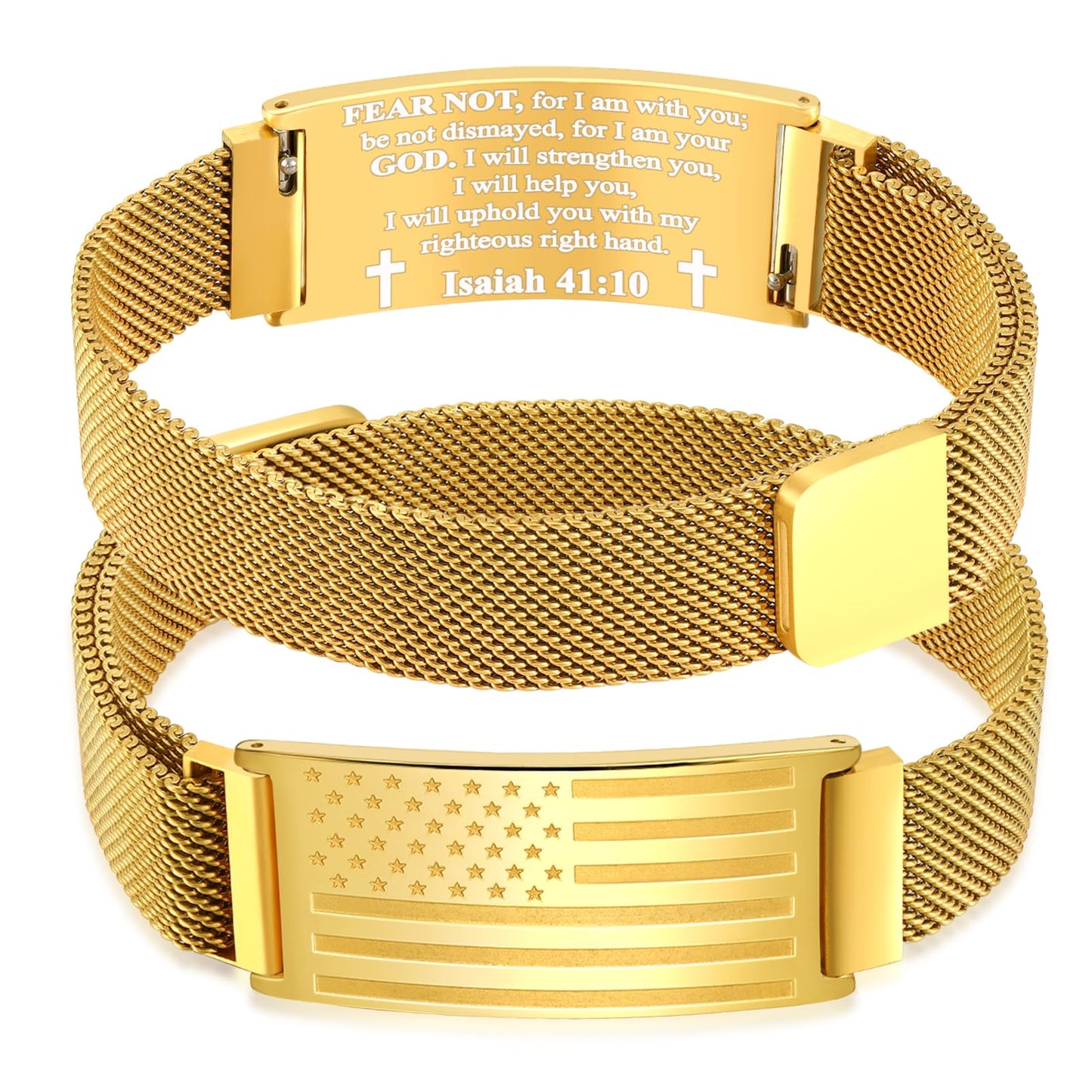 DouDiner American Flag/Flag Cross Bracelet for Men,Stainless Steel Bible Verse Bracelet Jewelry Gifts for Men