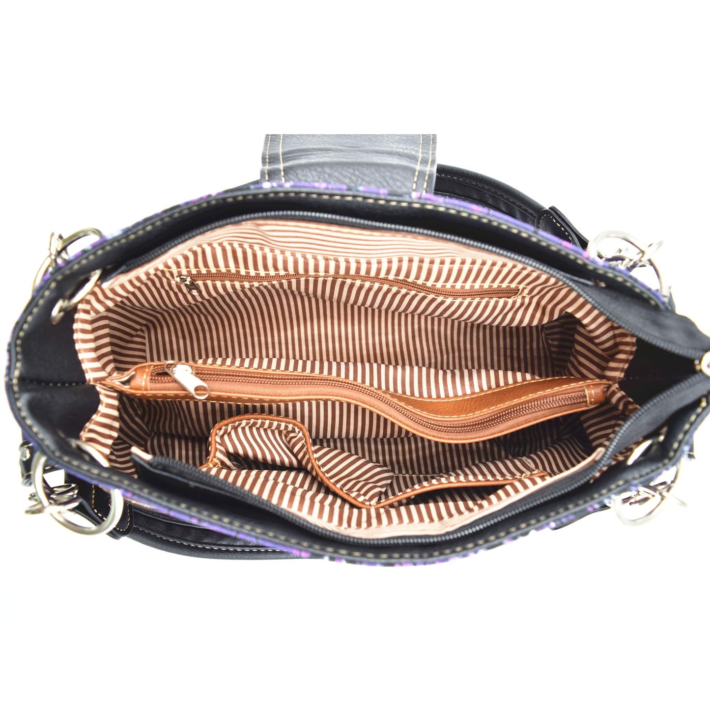 Camouflage Crown Buckle Western Style Purse Floral Shine Glow Country Handbag Women Shoulder Bag Crossbody Wallet Set (Purple)