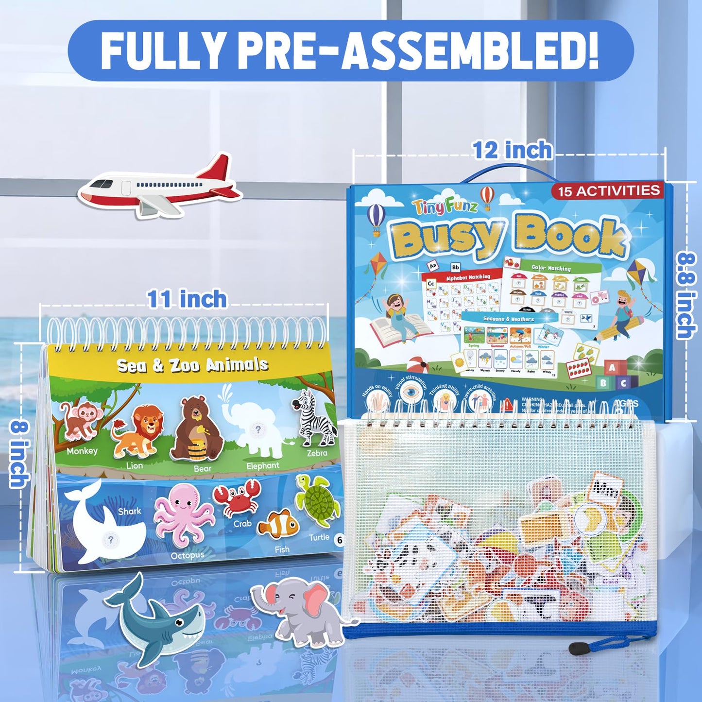 Montessori Busy Book Toys for Toddlers - Preschool Learning Activities Book | Pre-Assembled Educational Books for Kids Ages 3+ | Autism Sensory Toddler Toy | Birthdays Christmas Travel Gifts for Kids