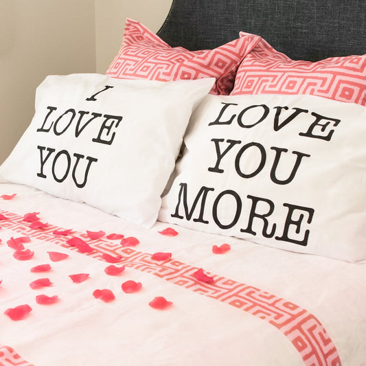 Super Z Outlet I Love You & Love You More Cotton Polyester Standard Size Pillowcase Pair for Bedroom, Home Decoration Set, Anniversary