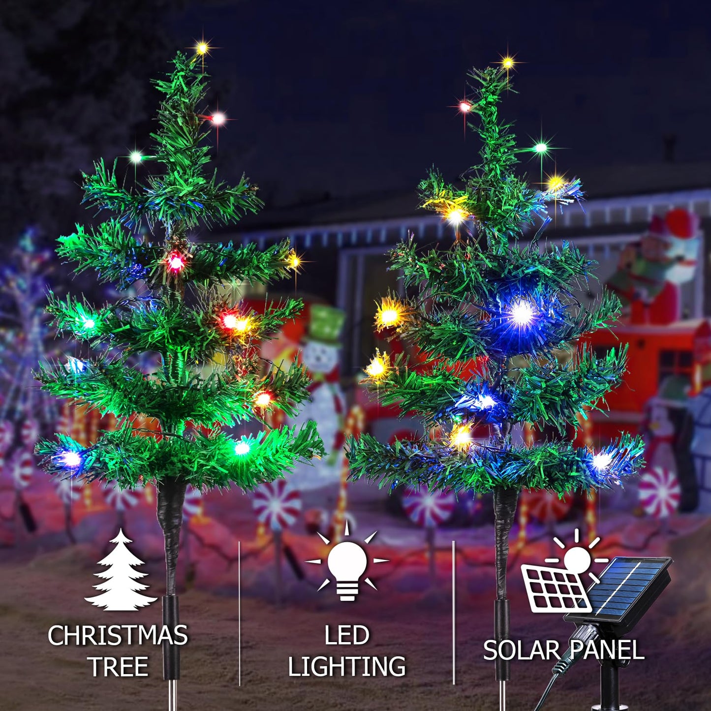 Vbioa Solar Christmas Tree Lights Outdoor - 2pcs Garden Decorations, Waterproof Lights for Yard, Gifts for Women, Mom