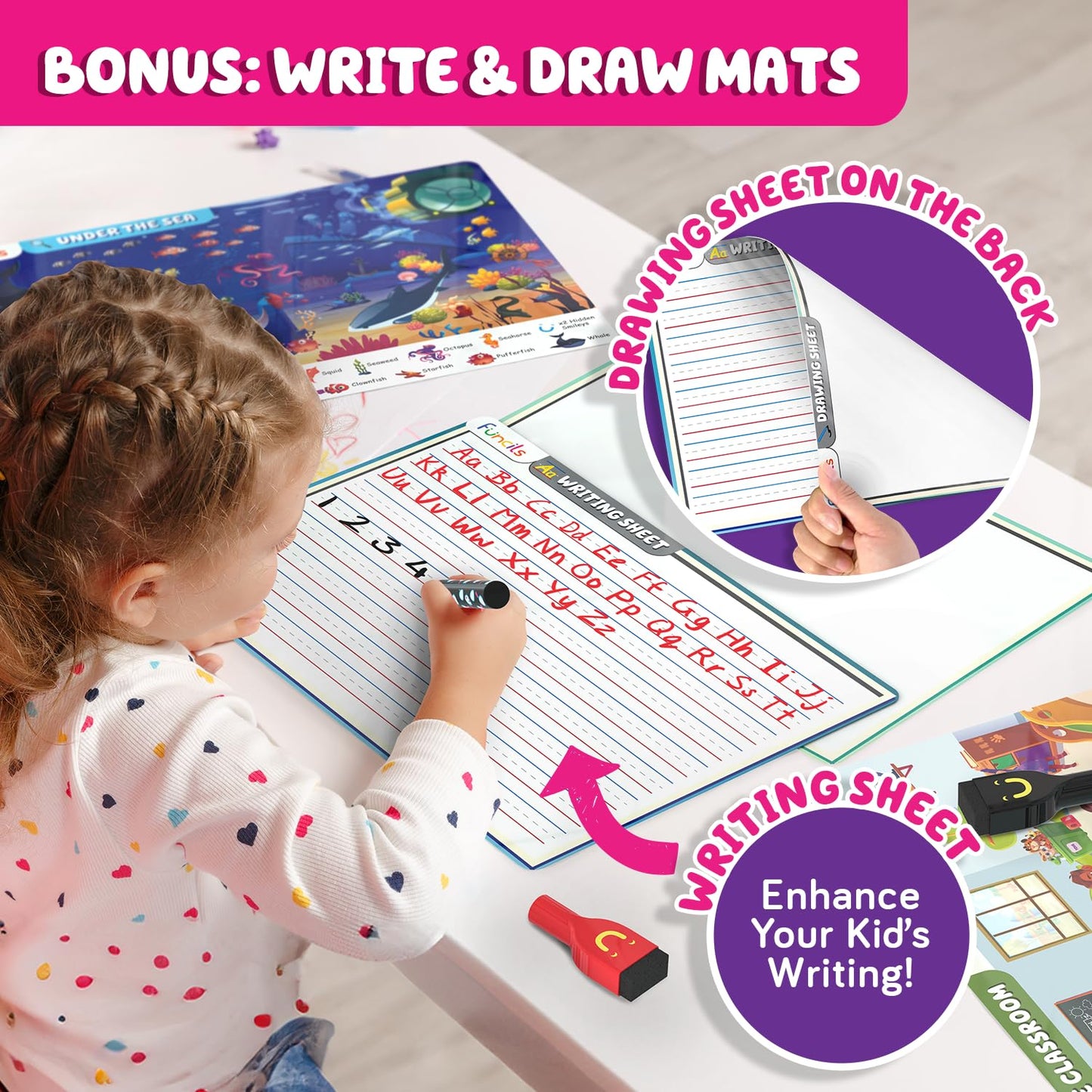 Funcils Search and Find for Kids & Toddlers - Preschool Learning Activity Book, Art and Craft Supplies, Seek Find Games, Birthday Gifts for Girls & Boys, Educational Toys for Ages 3, 4, 5, 6 Year Old