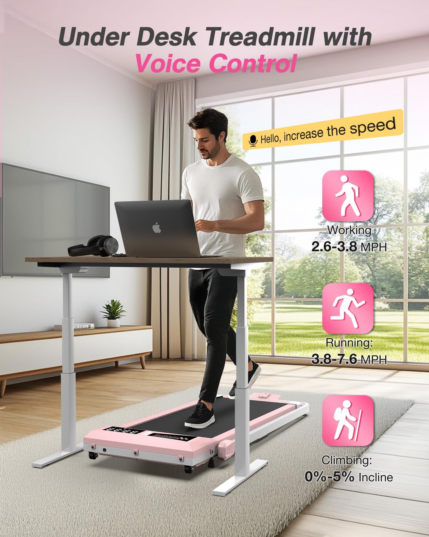 WELLFIT Foldable Treadmill with Incline, 350 LBS Capacity Walking Pad with Handle Bar, Portable Walking Pad Treadmills for Home, Under Desk Treadmill with App & Remote Control, Wide Belt, LED Display