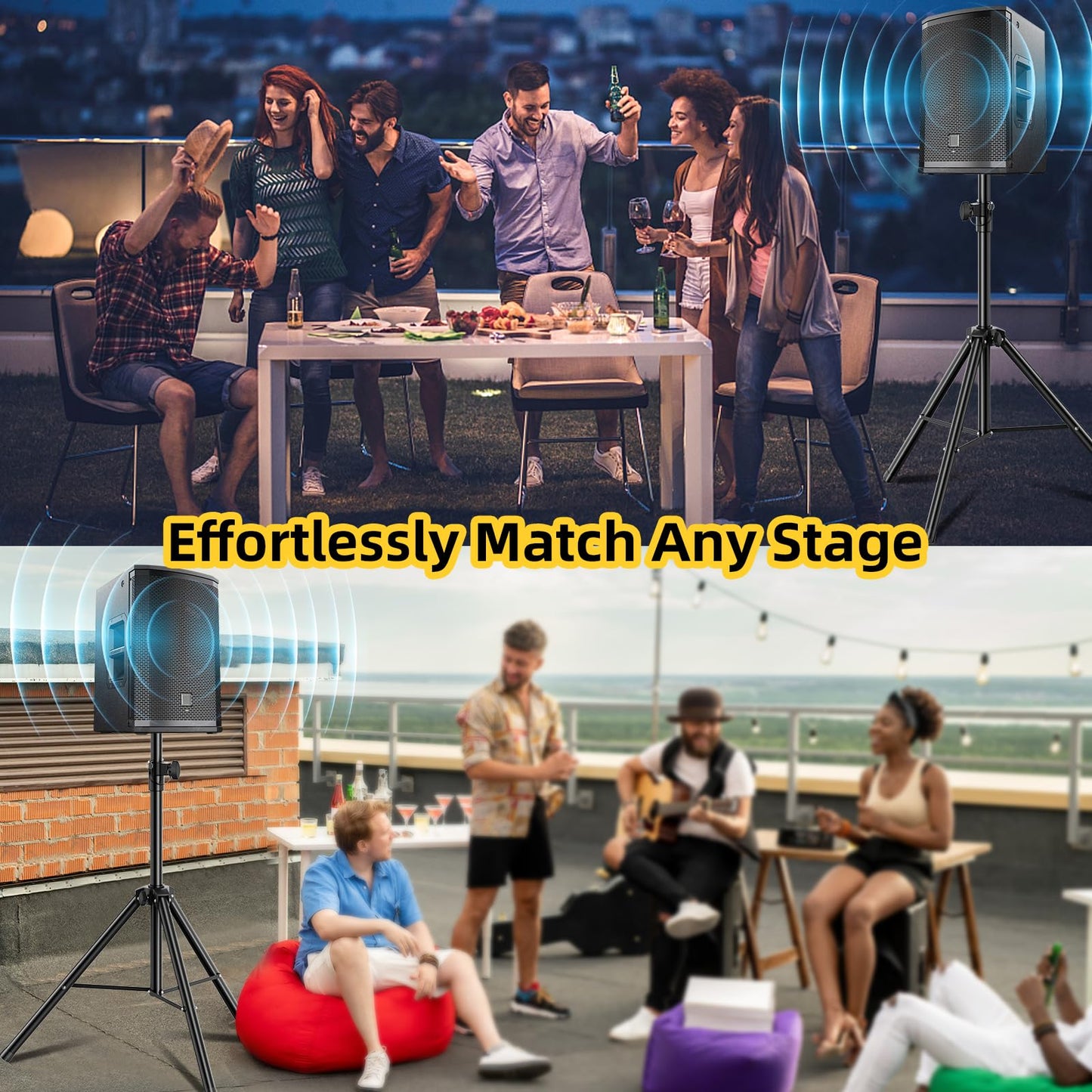 GZGDLJQ Speaker Stands Pair, Universal Speaker Tripod Stand Adjustable Height from 35 to 60 Inch Heavy Duty with 35 MM Compatible Insert for Stage