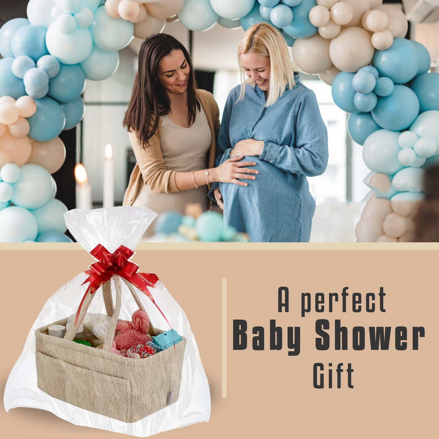 YelloIris Baby Diaper Caddy Organizer – Soft Beige Sherpa with 3 Removable Compartments & 6 Side Pockets – Perfect Nursery Storage Bin & Car Organizer for Diapers, Baby Wipes, and Essential Supplies.