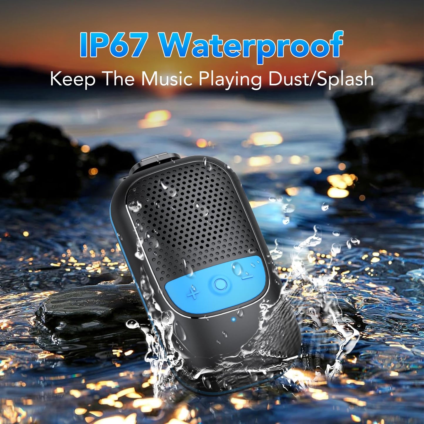 Small Bluetooth Speaker, Mini Speaker Built-in Mic, Speakers Bluetooth Wireless with 15 Hours Playtime, Hands-Free Call, IP67 Waterproof Portable Speaker for Hiking/Biking, Gifts for Women/Men