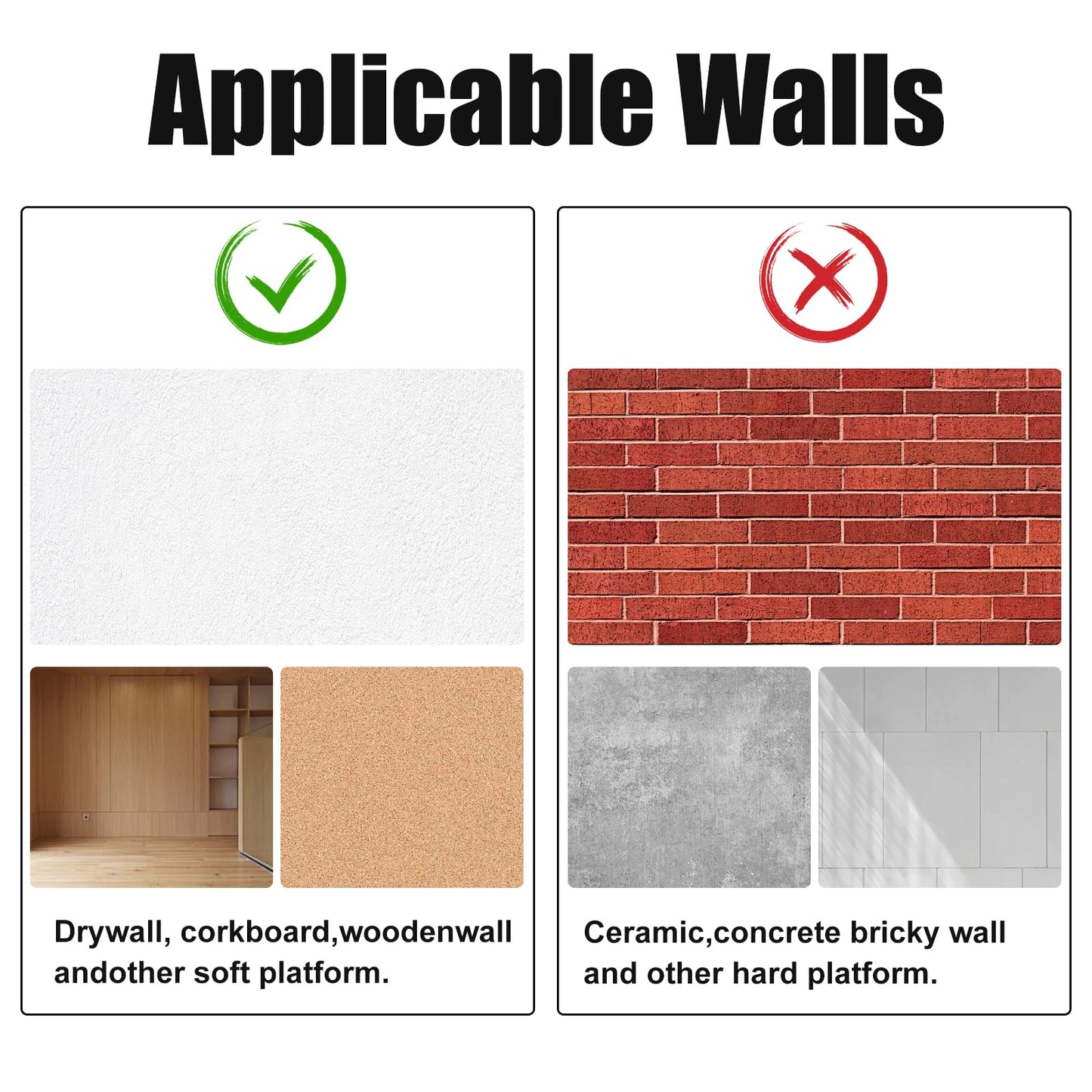 60Pcs Double Headed Picture Hanging Nails,Thumb Tacks for Wall,Small Head Hanging Nails Push Pins, for Drywall Cork Board Home Office Photo Decorations(Black)