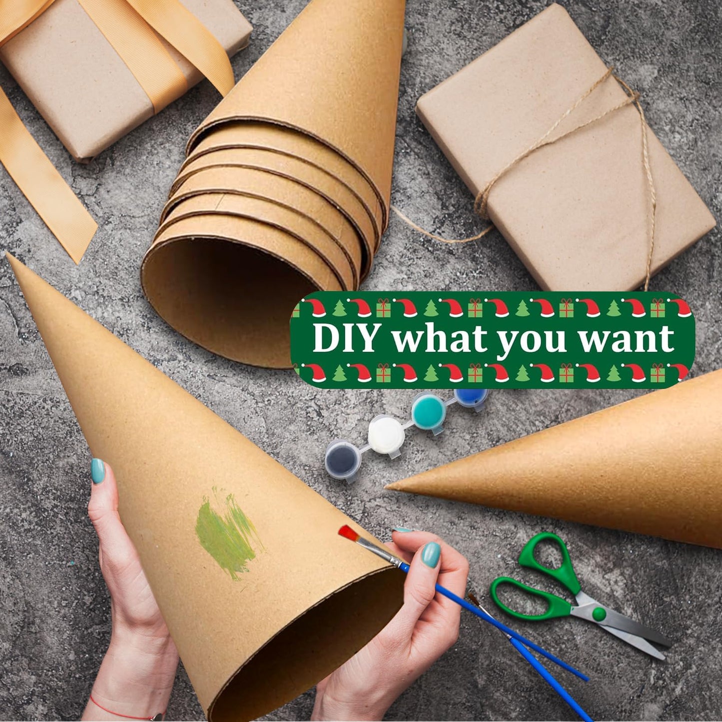 10 Pcs Paper Mache Cones Open Bottom 13.8 x 5 in, Extra Thick Cardboard Craft Cone for Christmas Gnomes Christmas Tree Decoration DIY Art Crafts