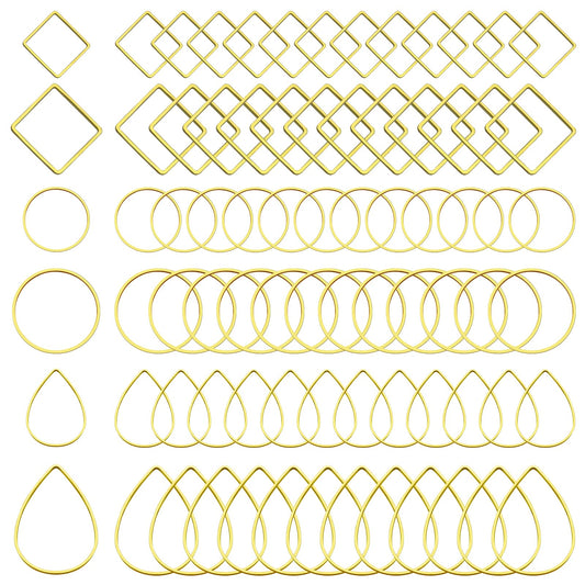 120Pcs Earring Hoops for Jewelry Making,Earring Finding Hypoallergenic Earrings Beading Hoop Bulk Open Bezel Pendant Frame Teardrop Square Round Circle Earrings Making Supplies for DIY Crafts