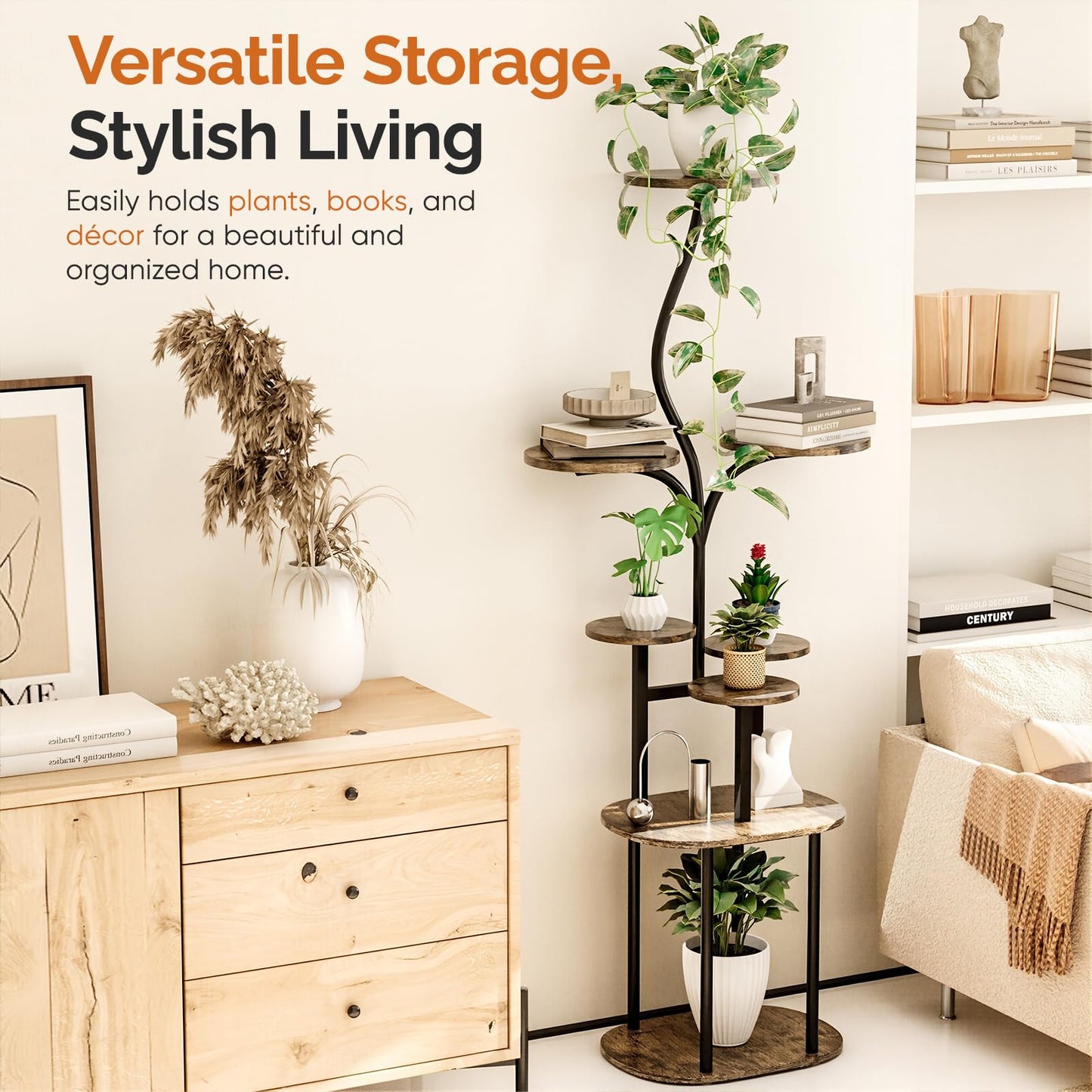 Qmetalart Plant Stand Indoor, 8 Tier Metal Flower Rack with Round Shelves, Modern Display Shelf for Living Room, Balcony, Bedroom – Stable & Space-Saving for Plant Lovers & Home Decor