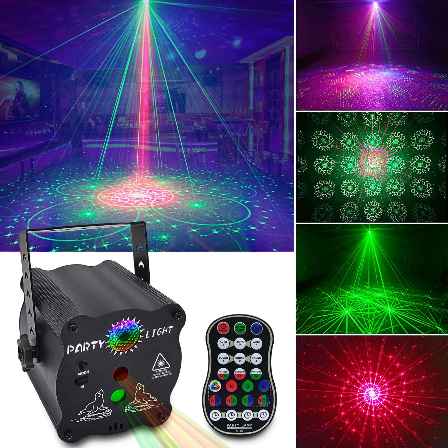 Party Lights DJ Disco Lights, Sound Activated with Remote Control for Dance Party Karaoke Living Room Pub