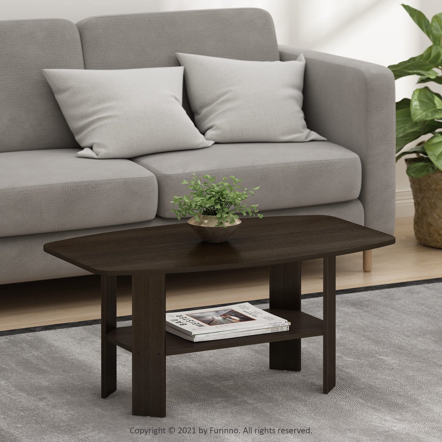 Furinno Simple Design Coffee Table, Dark Brown
