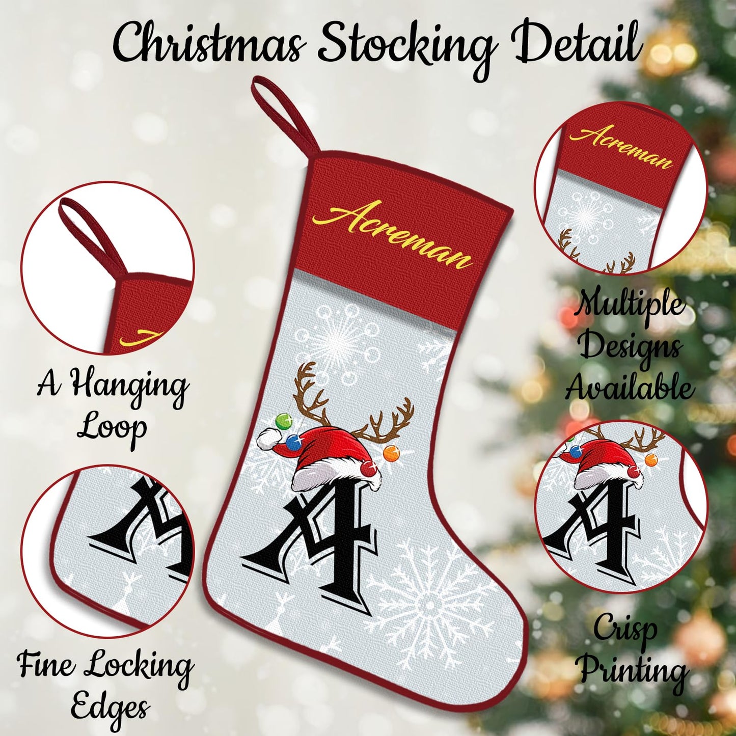 ubmpj Personalized Christmas Stocking Custom Christmas Stockings with Name Holiday and Family Stocking for Fireplace Christmas Holiday Party Decoration