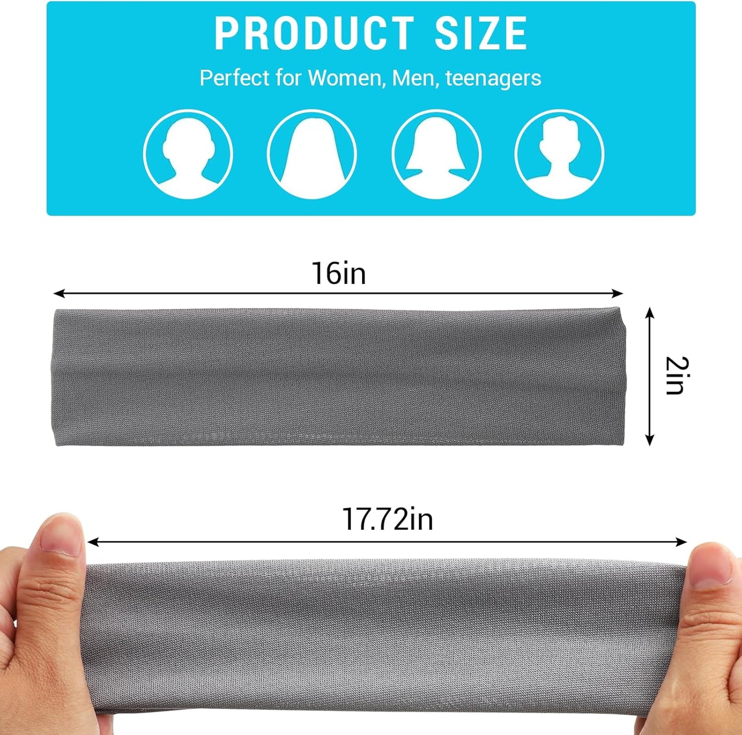 23 diademas de sudor para mujer, antideslizantes, de tela elástica, bandas suaves para el cabello deportivo