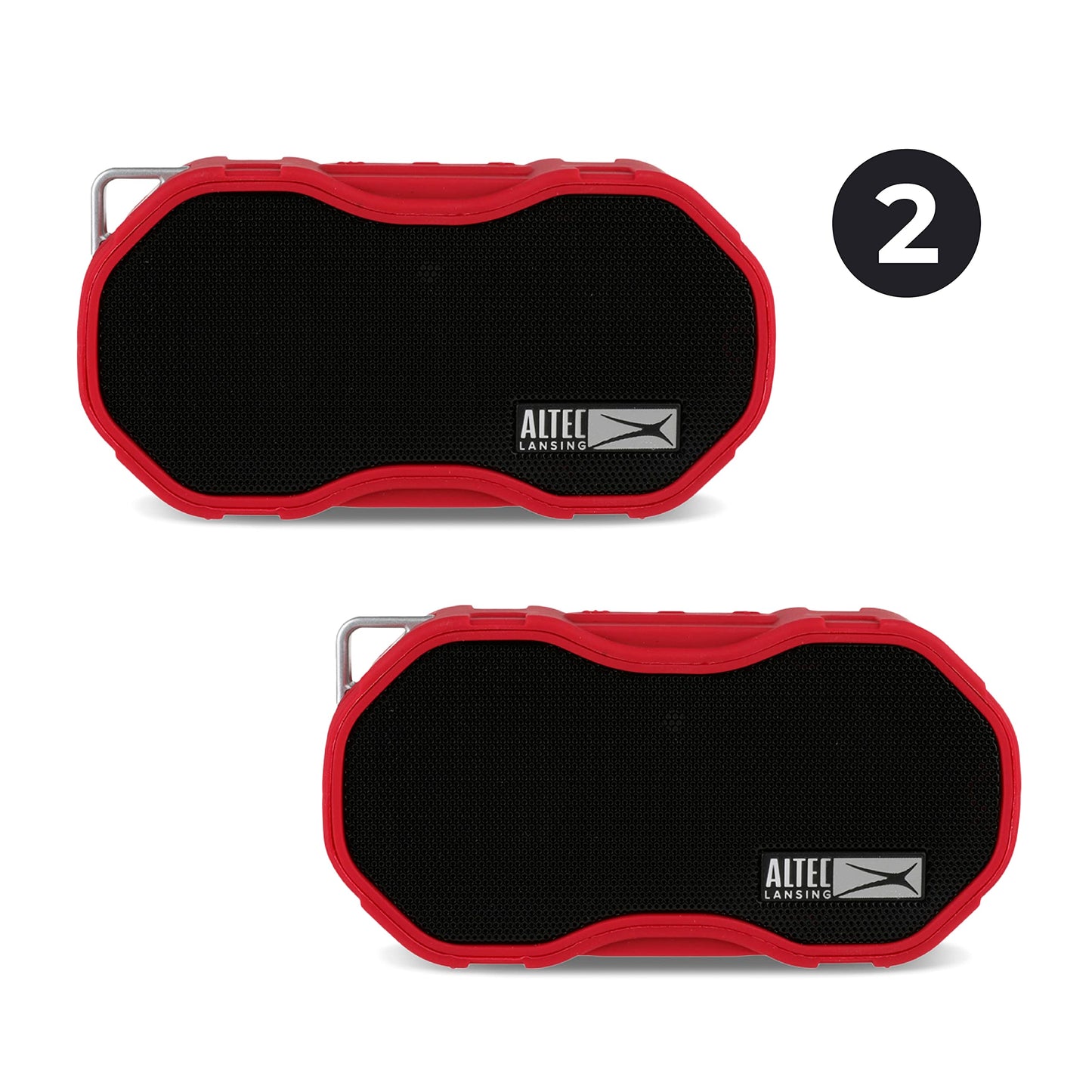 Altec Lansing Baby Boom XL - Waterproof Bluetooth Speaker, Wireless & Portable Speaker for Travel & Outdoor Use, Deep Bass & Loud Sound, 2 Pack, Red