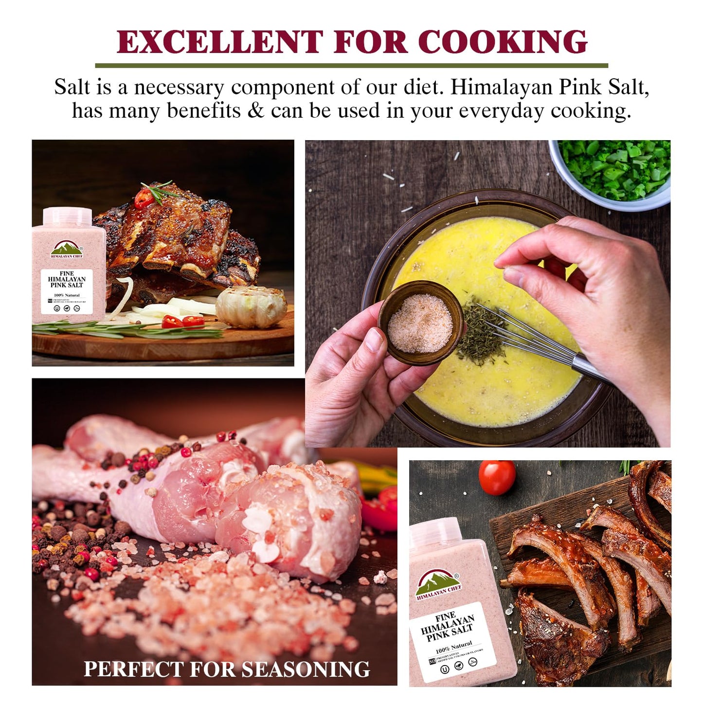 Himalayan Chef Himalayan Pink Salt Fine Grain, Plastic Jar-5 lbs