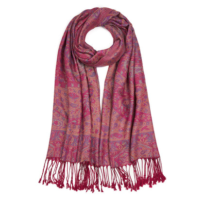 Paisley Pashmina Shawls and Wraps for Women Reversible Jacquard Festival Rave Pashmina Scarves with Fringe Vintage