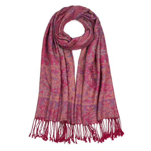 Paisley Pashmina Shawls and Wraps for Women Reversible Jacquard Festival Rave Pashmina Scarves with Fringe Vintage