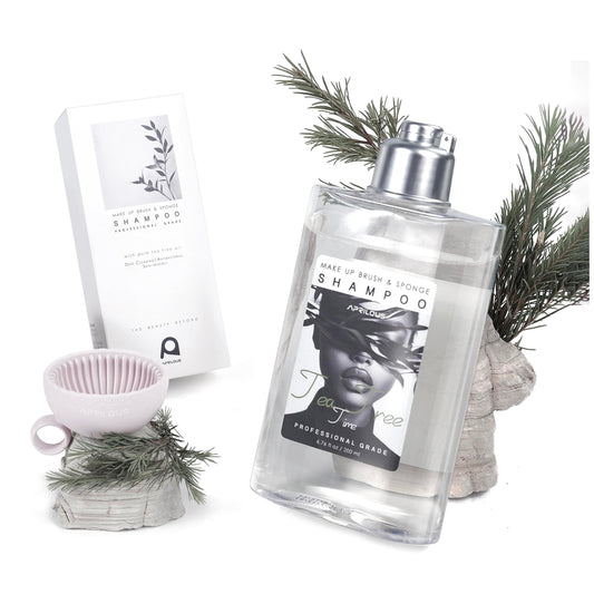 Aprilous Makeup Brush Cleaner with Silicone Mat, Tea Tree Oil, Shampoo for Sponges & Puffs, Deep Cleaning, Antibacterial, Conditions Bristles, Gentle, Vegan & Cruelty-Free, 6.76 fl.oz