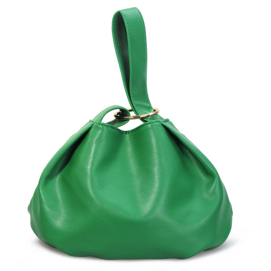 Women's Clutch Soft Vegan Leather Hobo Top Handle Bag Small Tote Purse (Green)