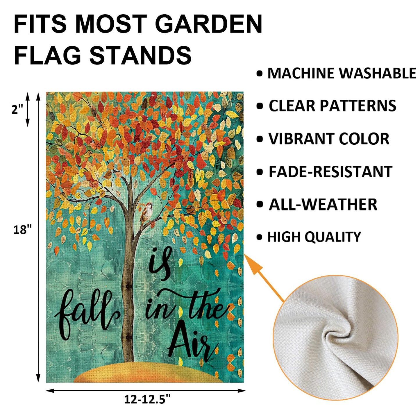 OQUAYA Fall Garden Flag 12x18 Inch Double Sided, Small Burlap Autumn Tree Maple Leaves Seasonal Yard Outdoor Flag
