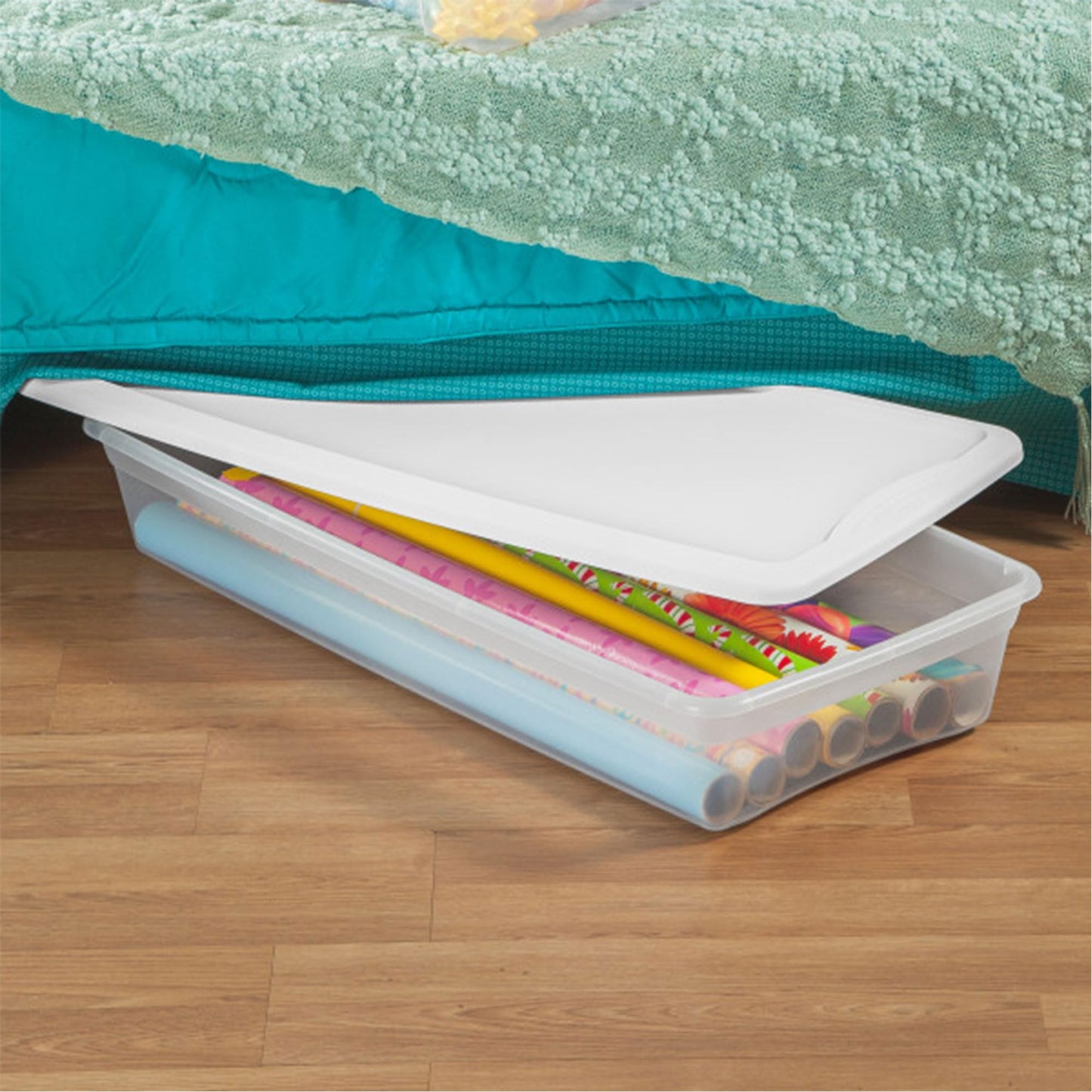 Sterilite 6-Pack 41 Quart Storage Box, Stackable Clear Plastic Bins with Snap-On Lids - Heavy-Duty Organizing Containers for Closet, Bathroom, and Office