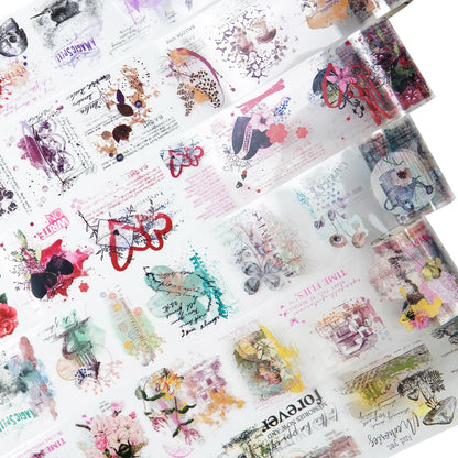 Vintage Collage PET Tape Set, 6 Rolls Retro Ephemera for Junk Journaling, Scrapbooking, Crafting, DIY Projects, Diaries, and Art Supplies