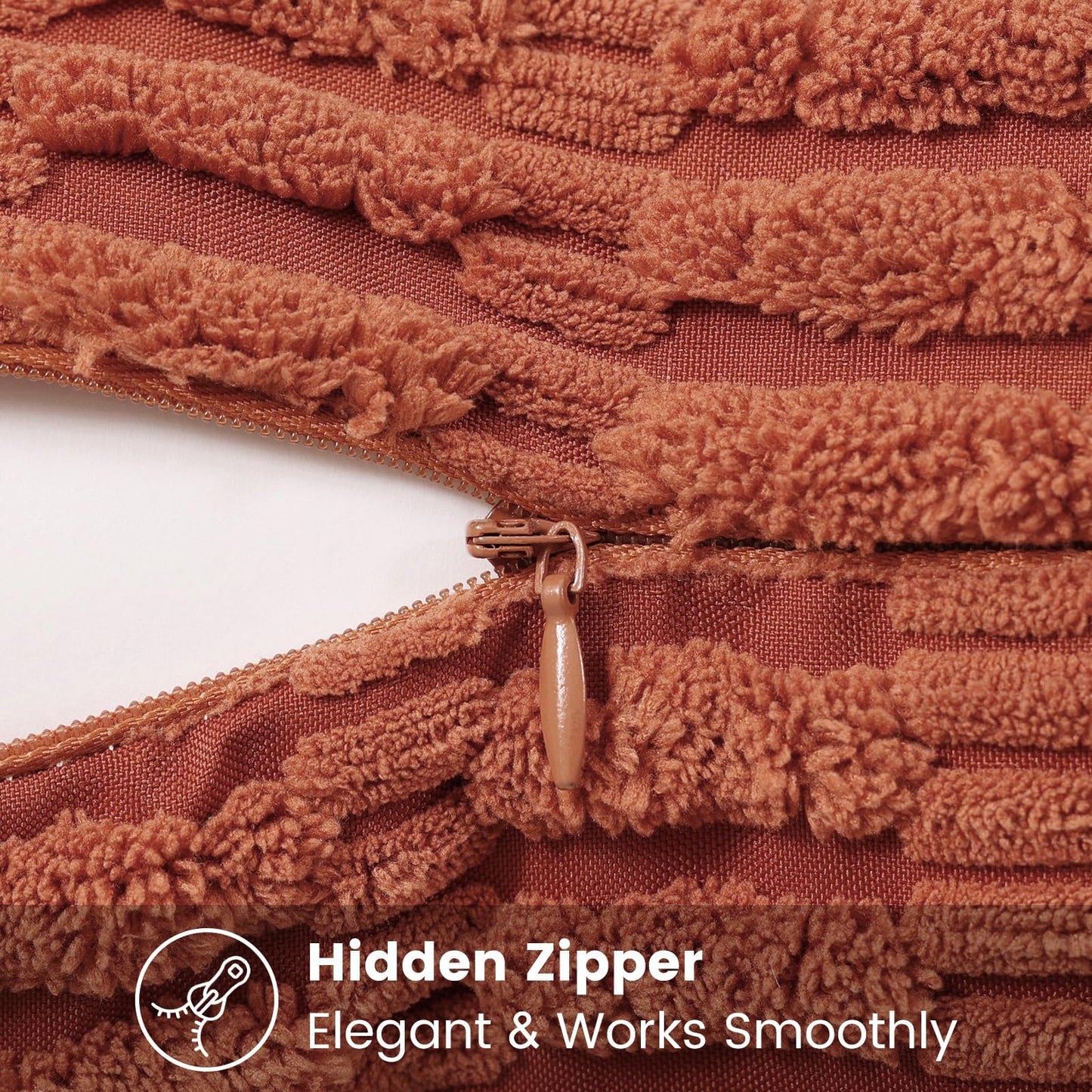 decorUhome Rust Neutral Decorative Fall Throw Pillow Covers 24x24 Inch Set of 2, Boho Soft Corduroy Striped Square Pillow Covers Modern Twill Pillow Covers for Couch Bed Sofa Living Room